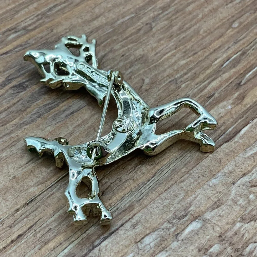 Gerry's Vintage Christmas Reindeer Gold Tone Enamel Brooch - Picture 3 of 6